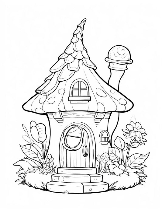 140 Fairy House Coloring Pages 1-Robs Books