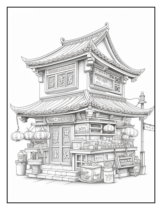 150 Chinese Shop Coloring Pages-Robs Books