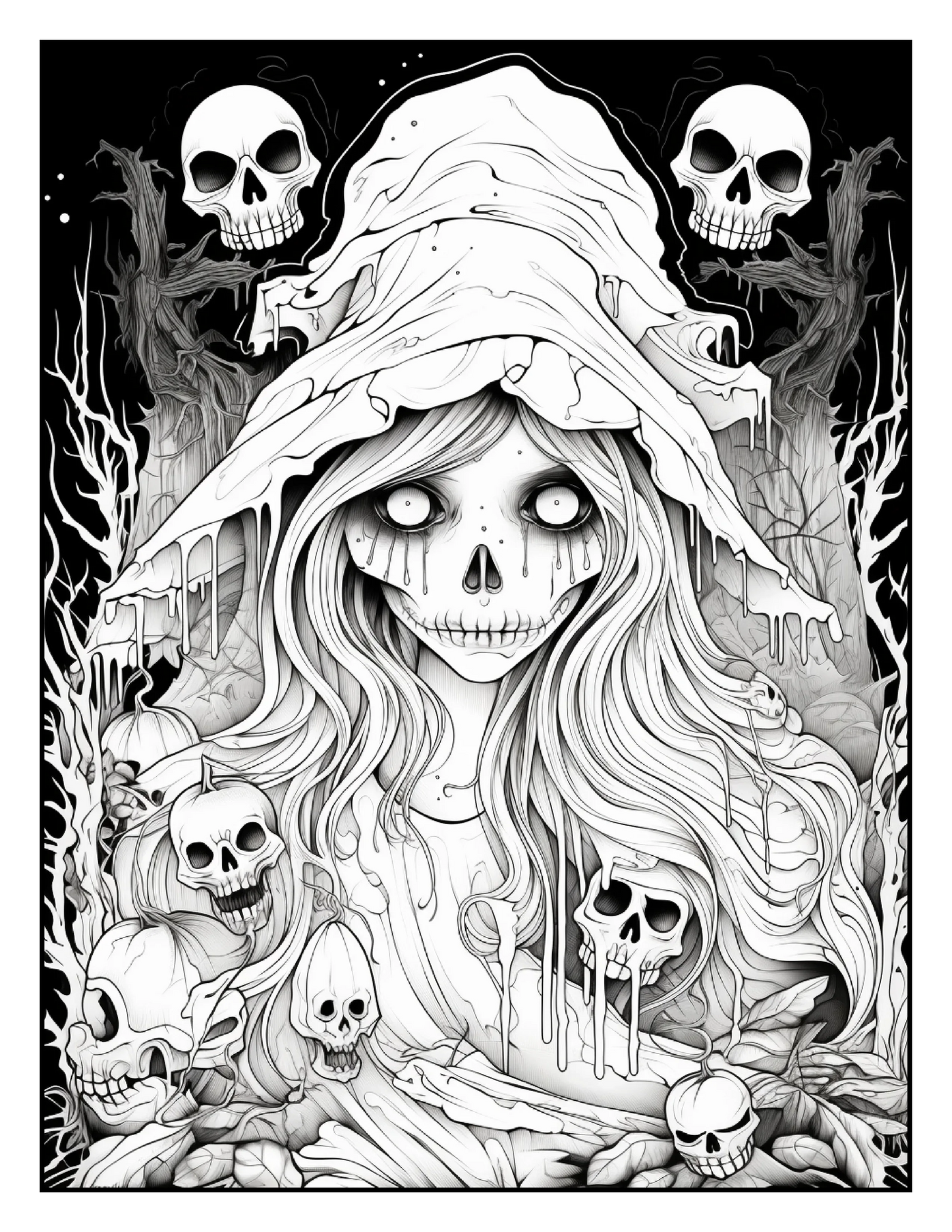 100 Halloween Ghost Coloring Pages For Adults 1-Robs Books
