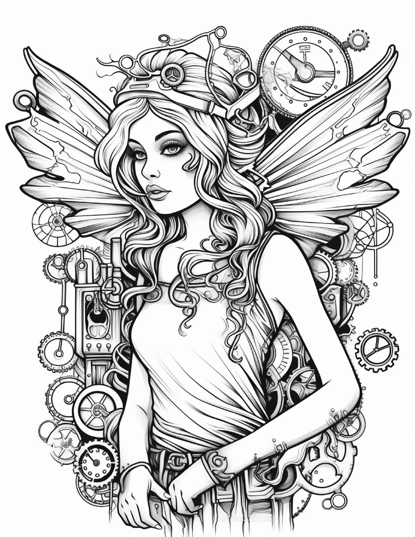 100 Steampunk Fairies Coloring Pages 2-Robs Books