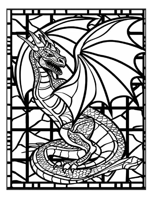 200 Stained Glass Dragon Coloring Pages for Adults-Robs Books