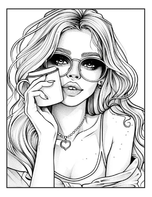 200 Coffee Girls Coloring Pages for Adults-Robs Books