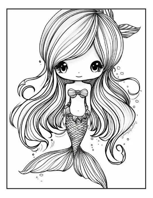 200 Mermaid Chibi Girls Coloring Pages for Adults-Robs Books