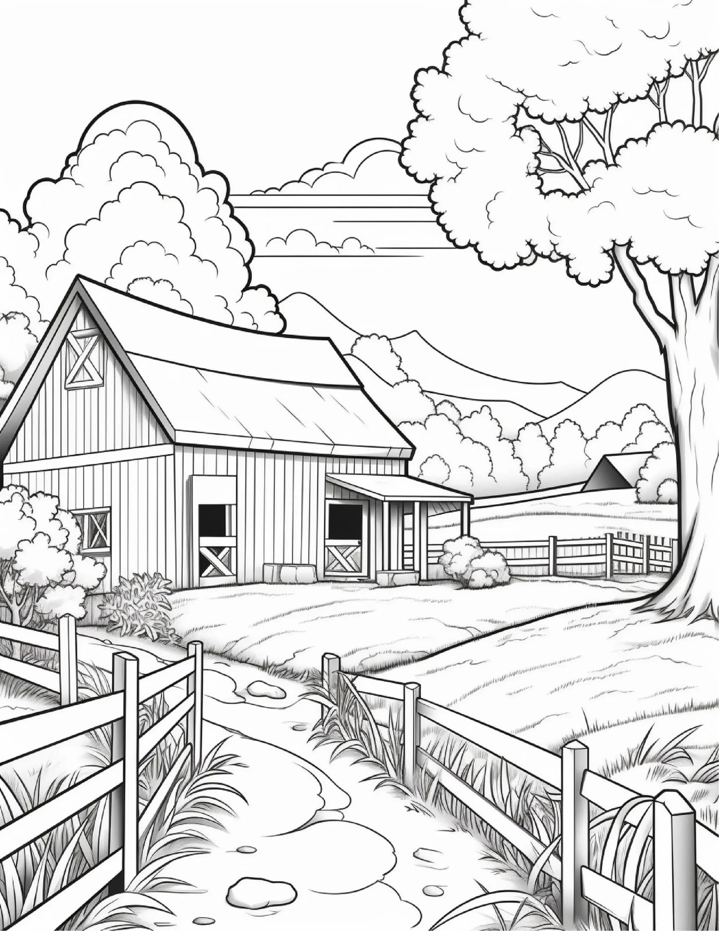 200 Country Farm Coloring Pages for Adults 1-Robs Books