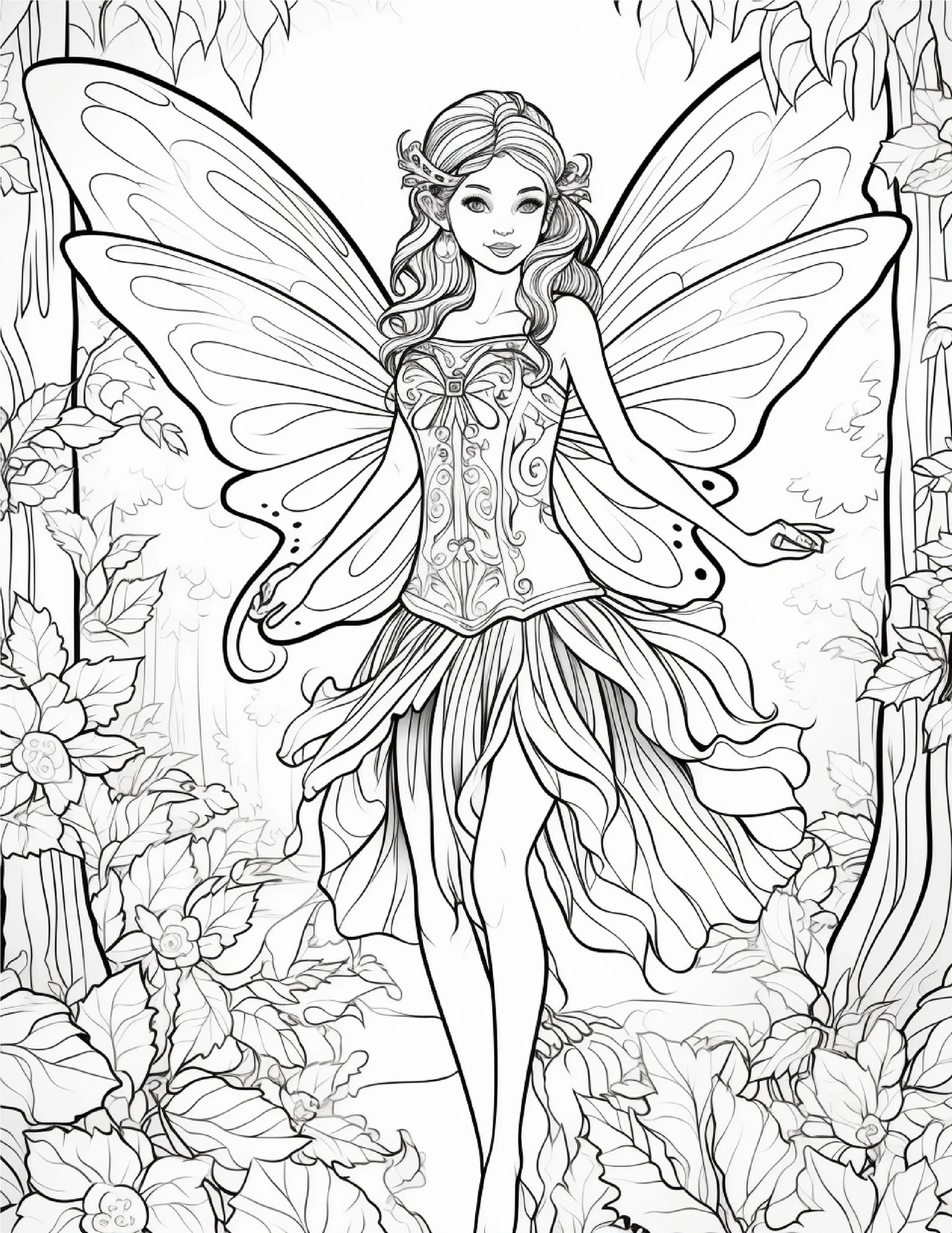 100 Forest Fairy Girl Coloring Pages-Robs Books
