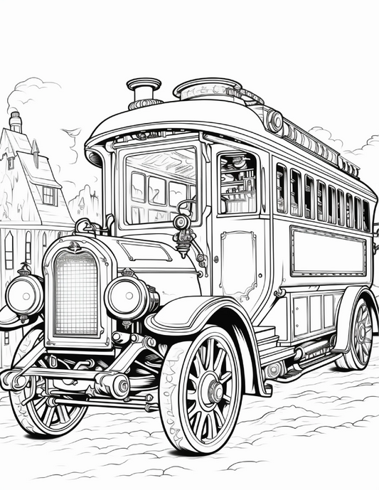 100 Steampunk Bus Coloring Pages 1-Robs Books