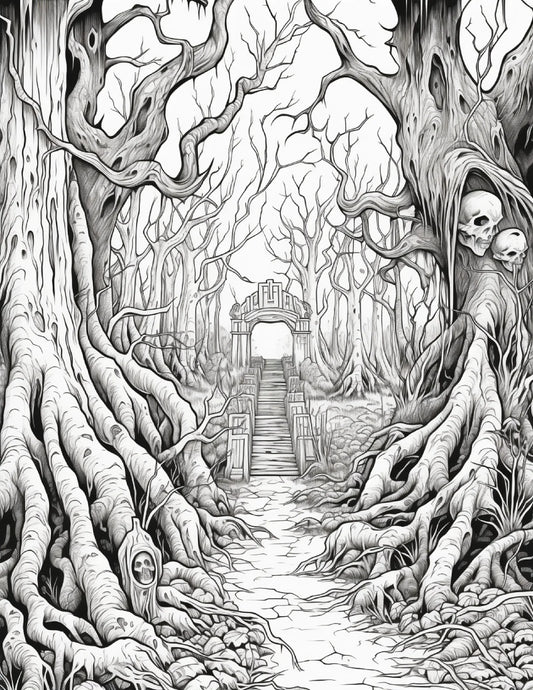 195 Enchanted Gothic Forest Coloring Pages-Robs Books