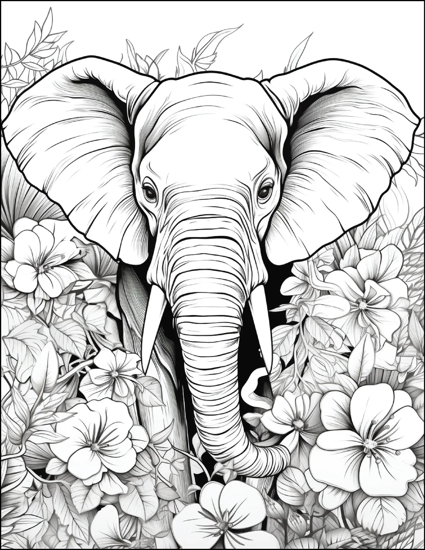 200 Floral Safari Animal Coloring Pages for Adults-Robs Books