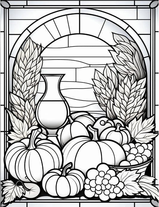 100 Stained-Glass Autumn Coloring-Robs Books