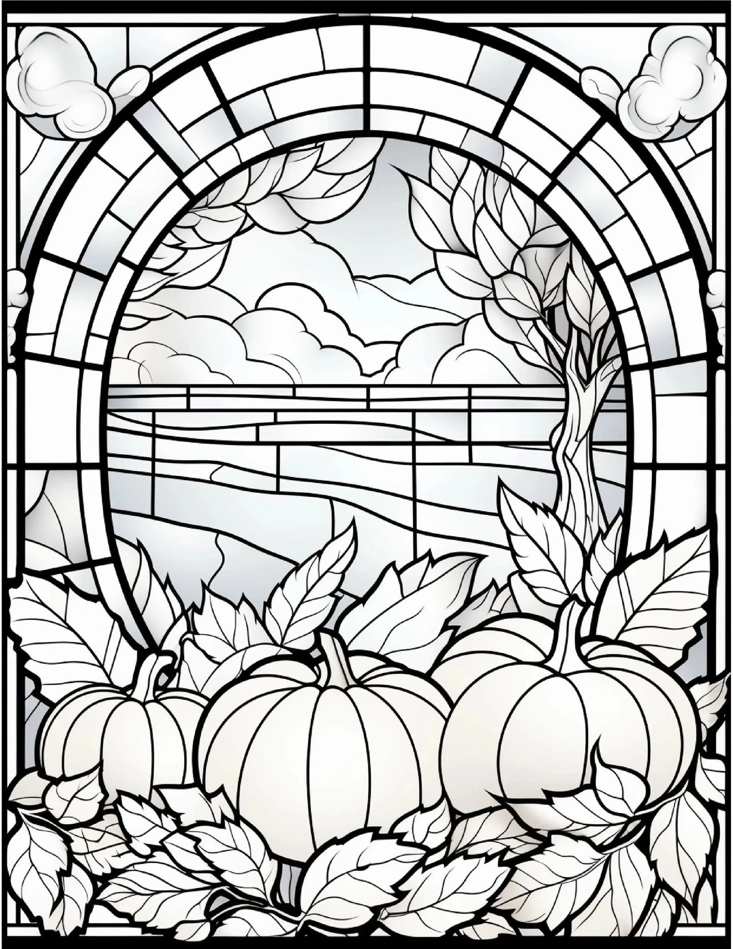 100 Stained-Glass Autumn Coloring-Robs Books