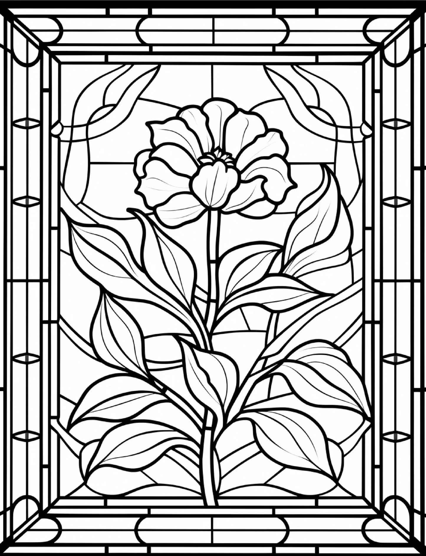 300 Floral Stained Glass Coloring Pages-Robs Books