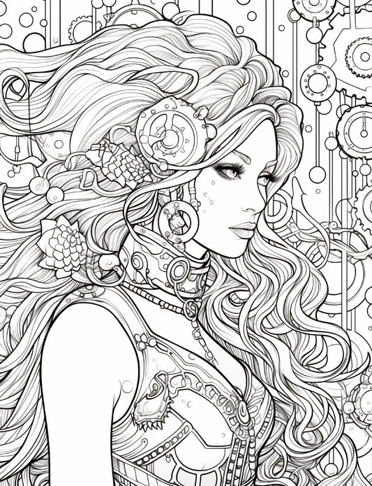 190 Steampunk Mermaid Coloring Pages-Robs Books