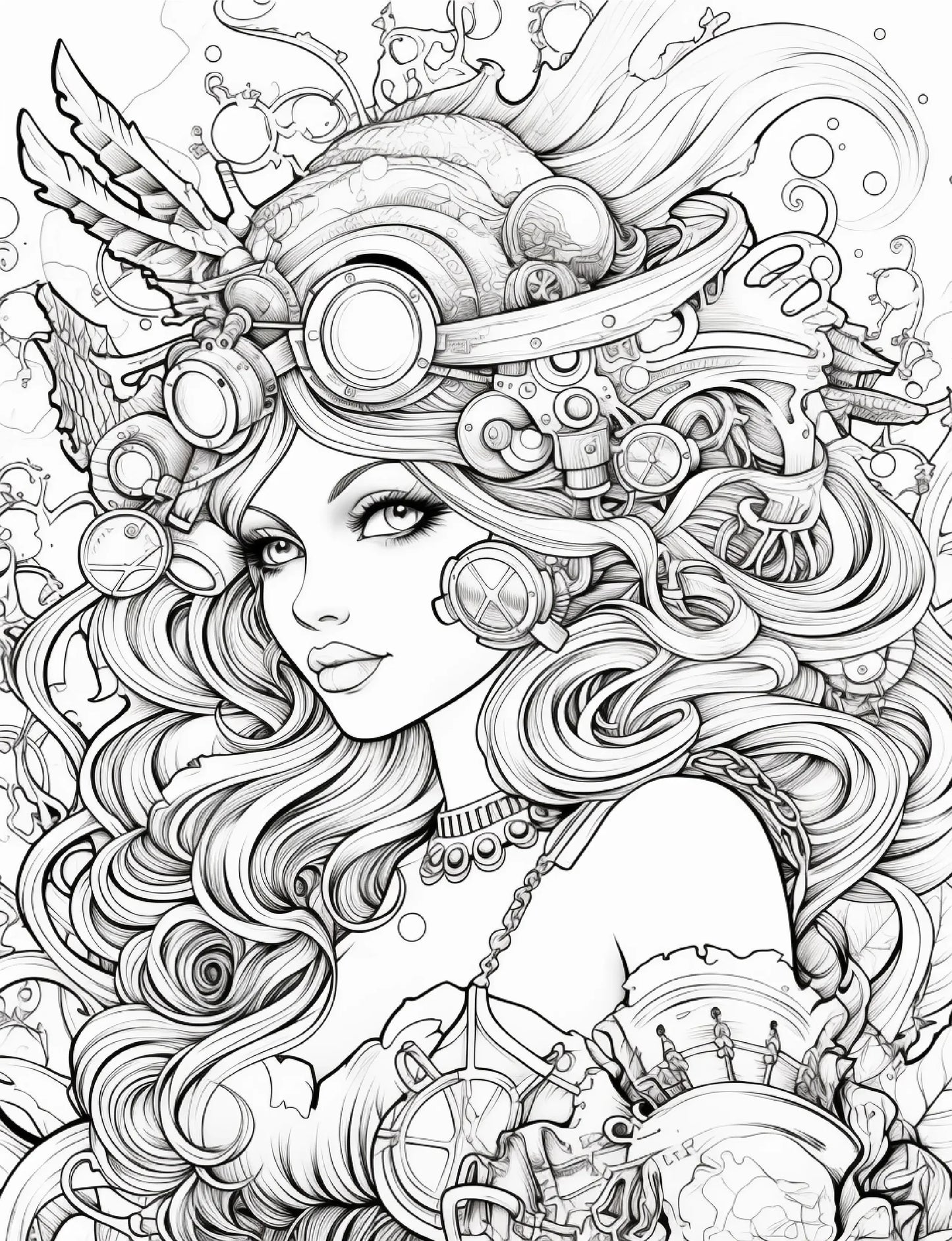 190 Steampunk Mermaid Coloring Pages-Robs Books