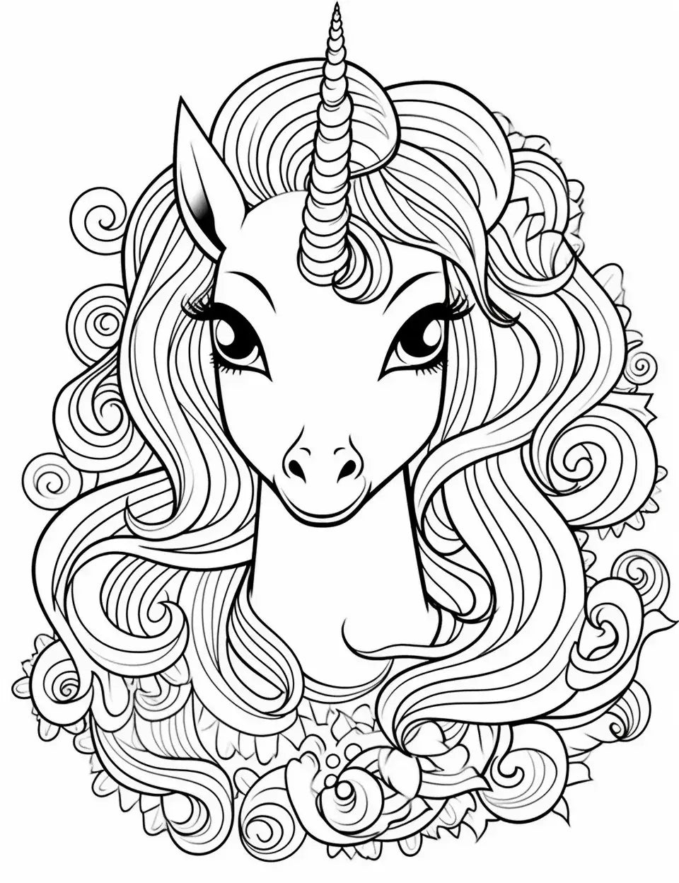 50 Cute Unicorn Coloring Pages for Kids 2 - Robs Books