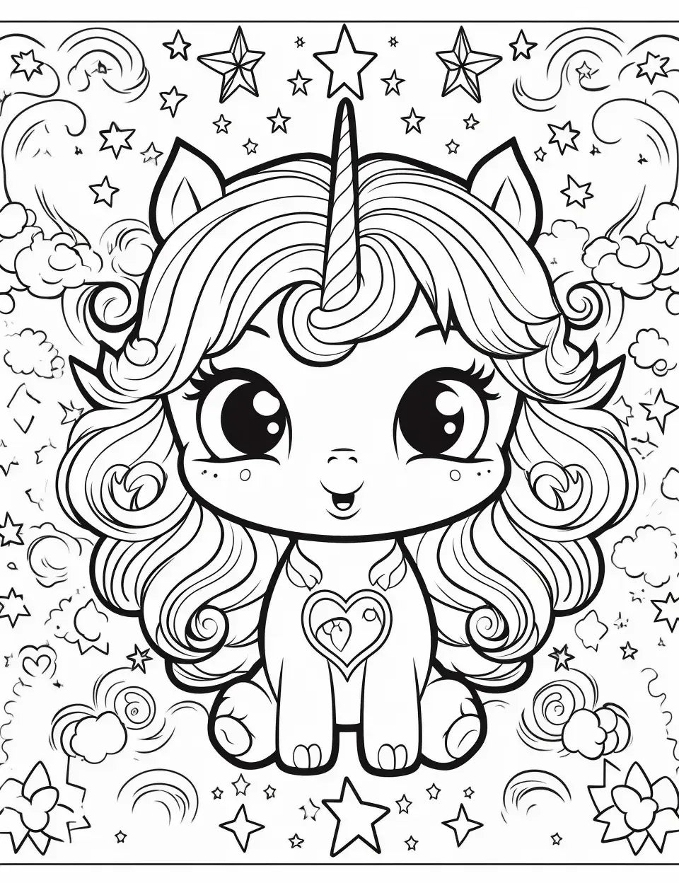 50 Cute Unicorn Coloring Pages for Kids 2 - Robs Books