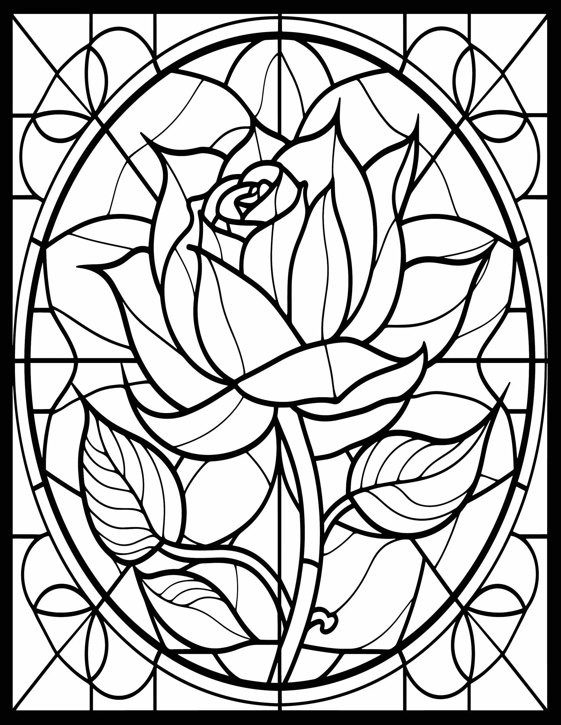 233 Floral Stained Glass Coloring Pages-Robs Books