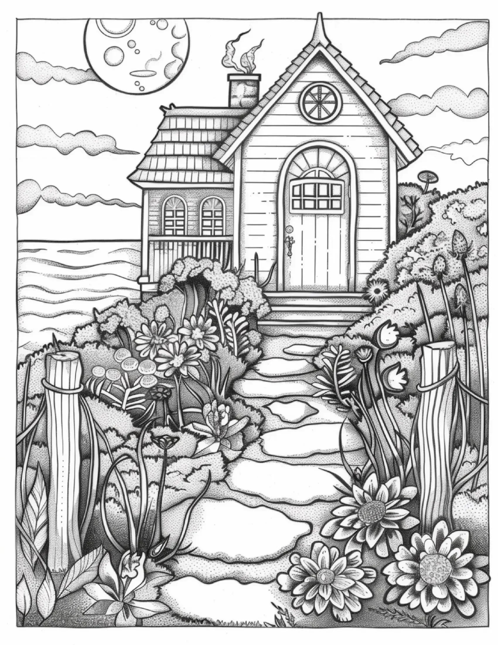 100 Ocean Cottage Coloring Pages 1 - Robs Books