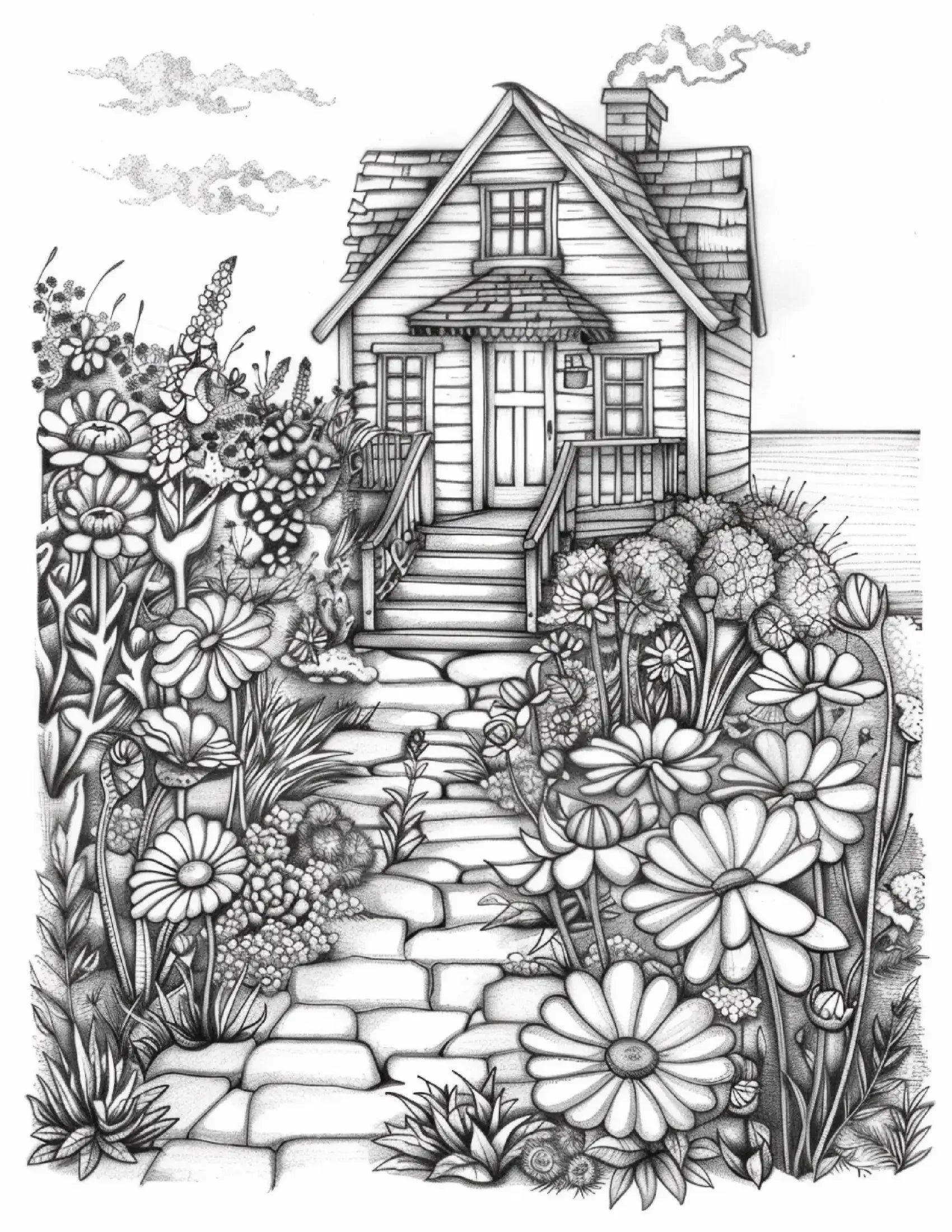 100 Ocean Cottage Coloring Pages 1 - Robs Books