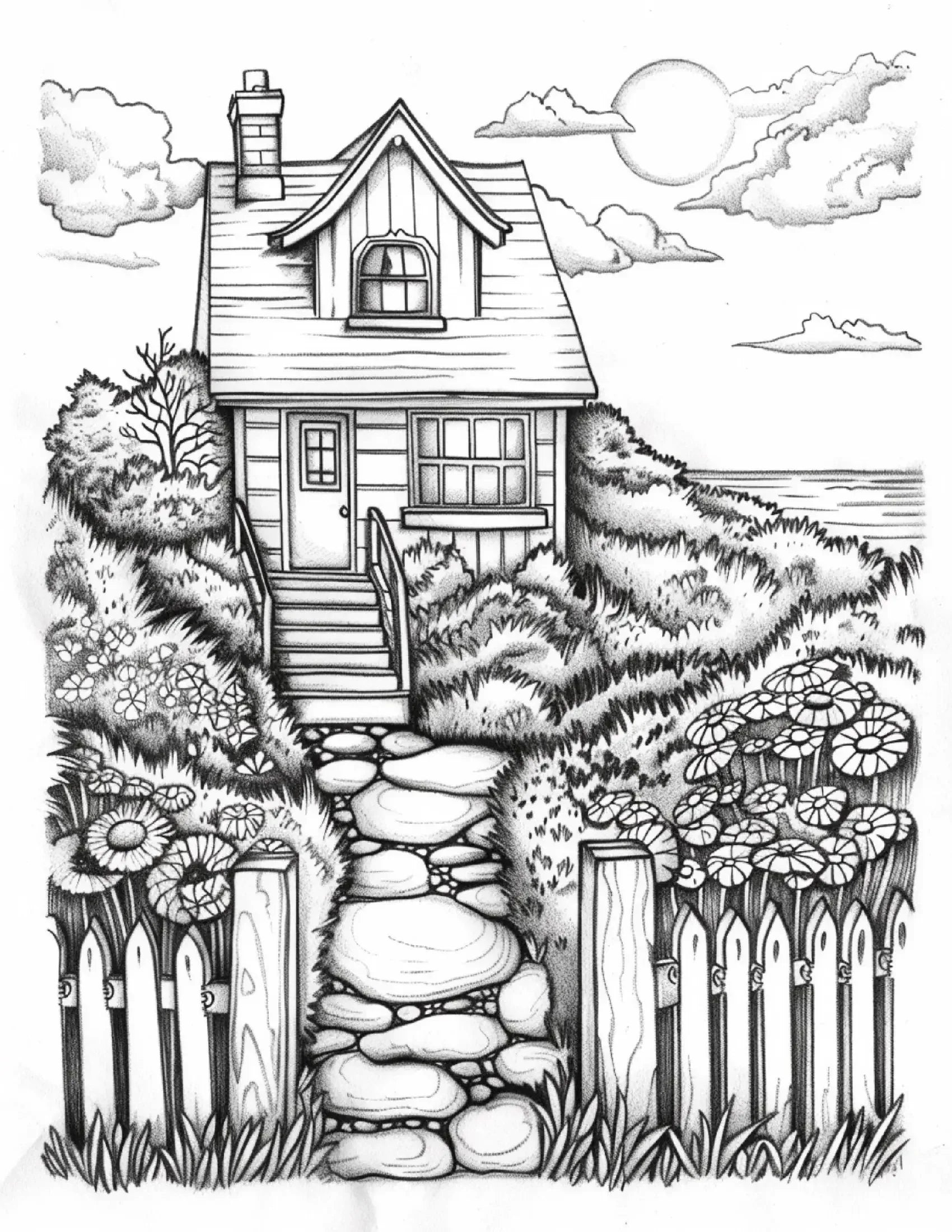 100 Ocean Cottage Coloring Pages 1 - Robs Books