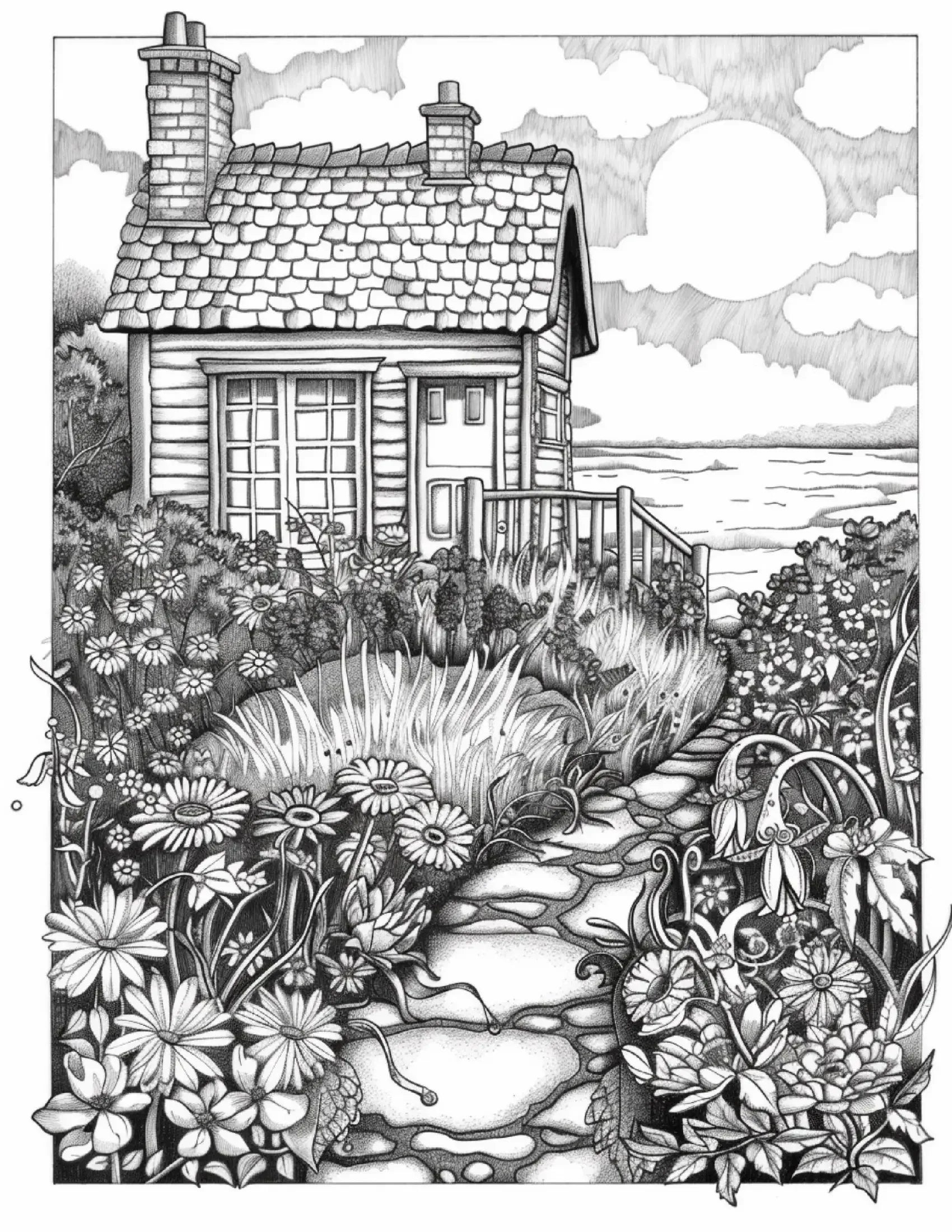 100 Ocean Cottage Coloring Pages 2 - Robs Books