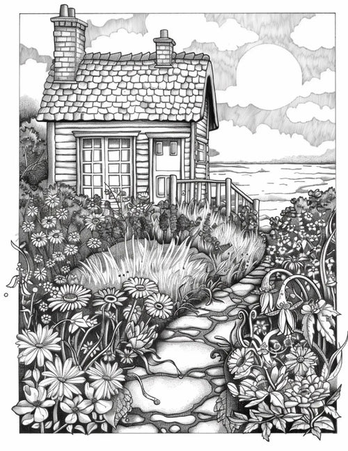 100 Ocean Cottage Coloring Pages 2 - Robs Books