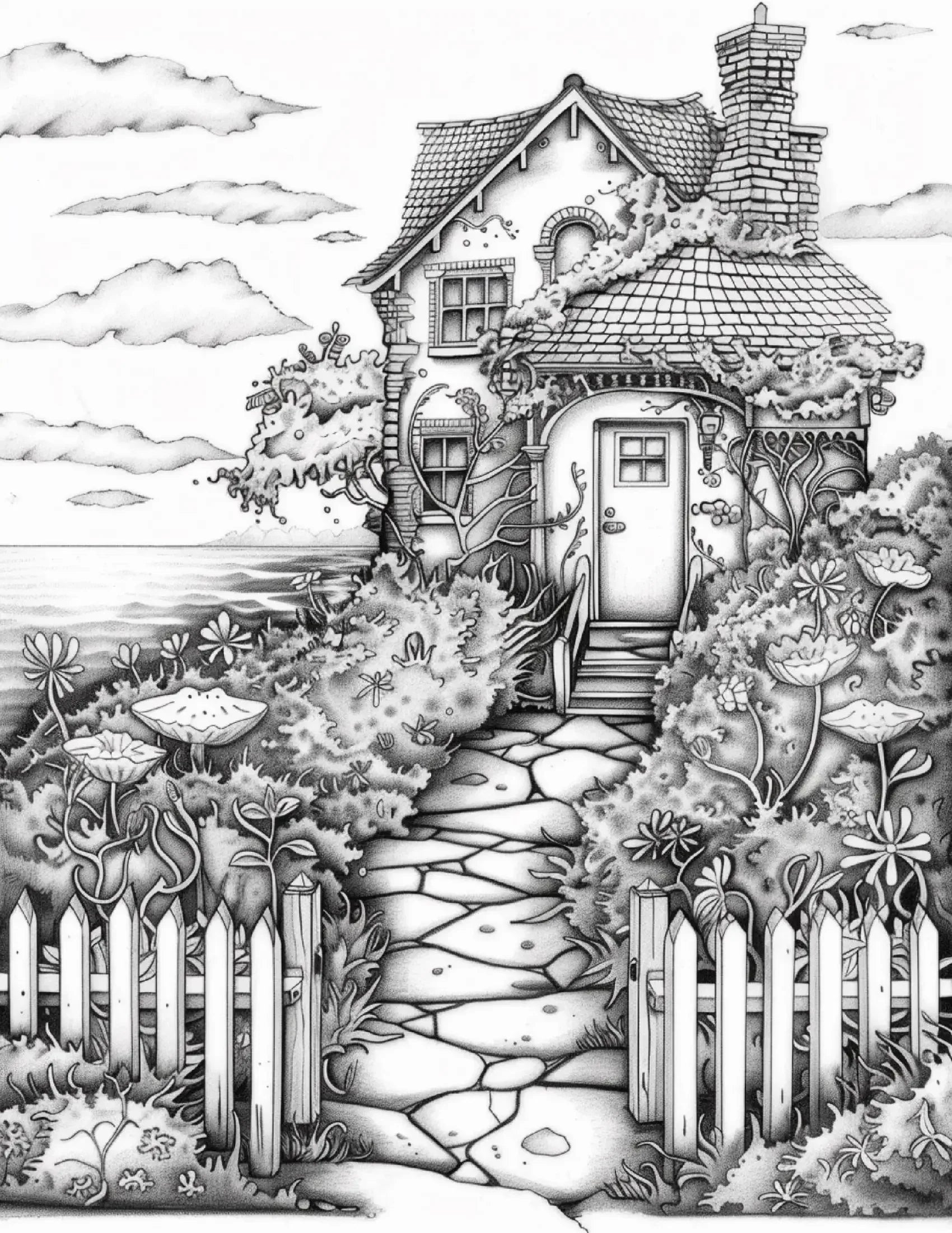 100 Ocean Cottage Coloring Pages 2 - Robs Books