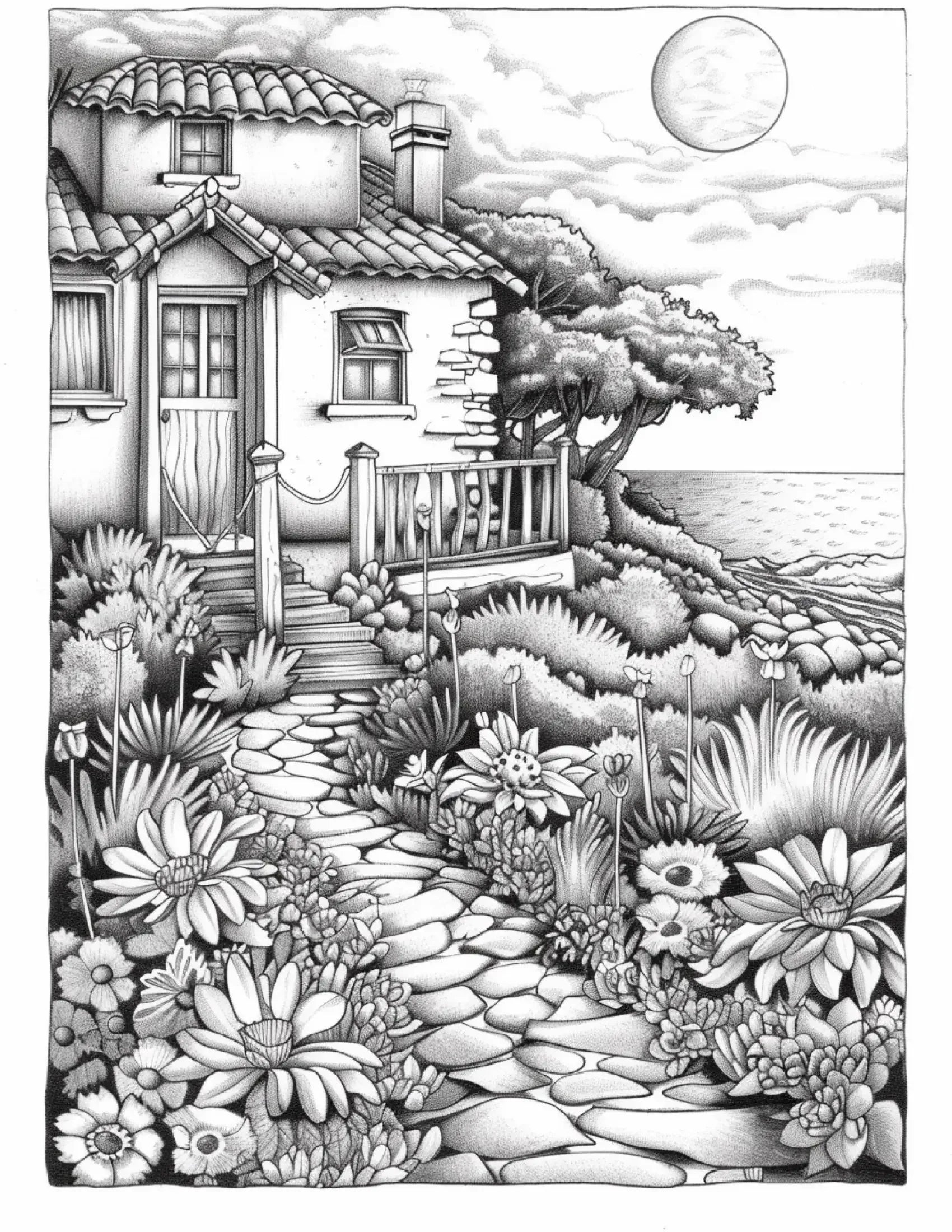 100 Ocean Cottage Coloring Pages 2 - Robs Books