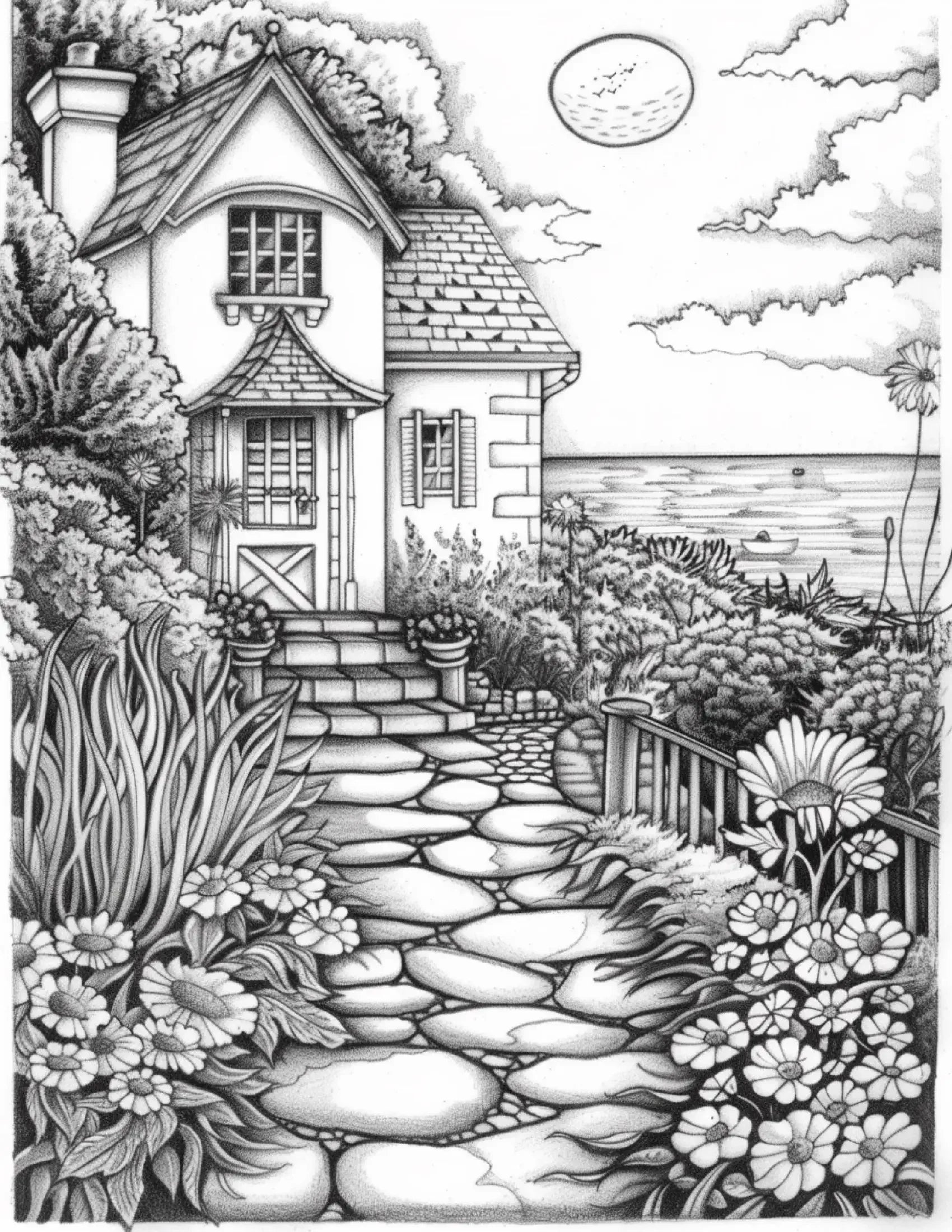 100 Ocean Cottage Coloring Pages 2 - Robs Books