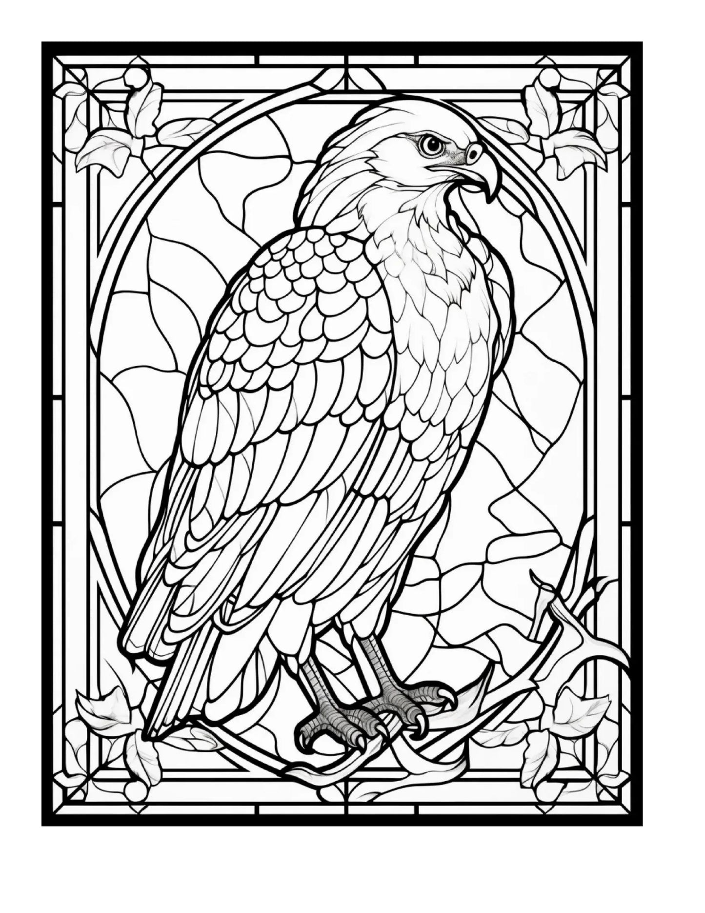 100 Stained Glass Bird Coloring Pages 1-Robs Books