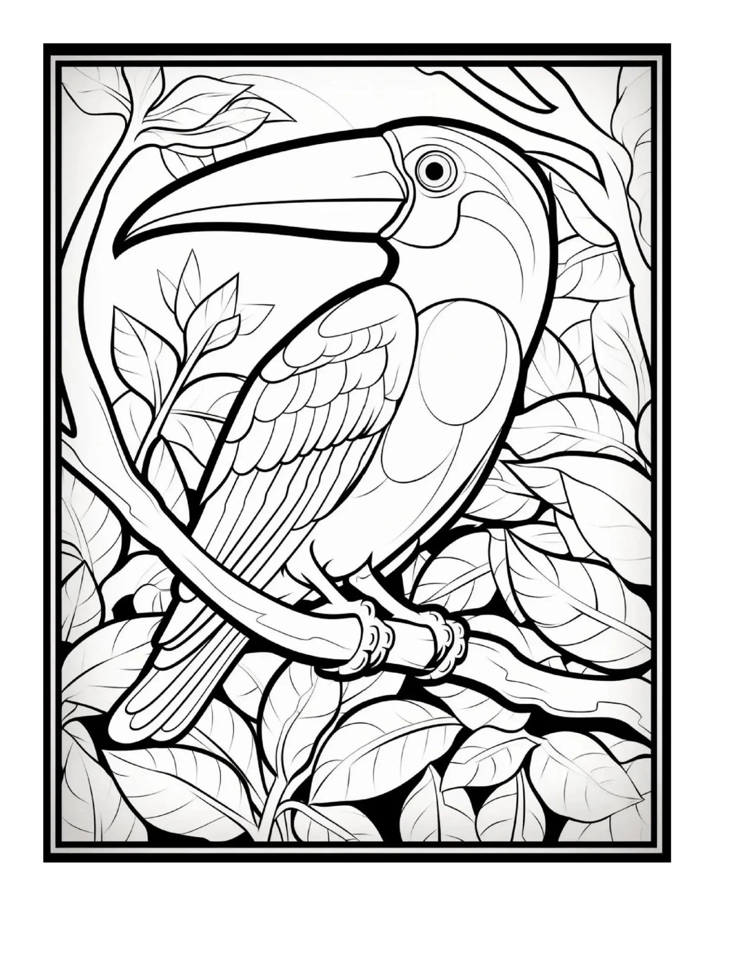 100 Stained Glass Bird Coloring Pages 1-Robs Books