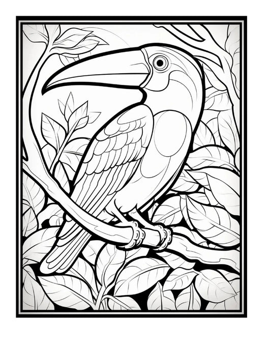 100 Stained Glass Bird Coloring Pages 1-Robs Books