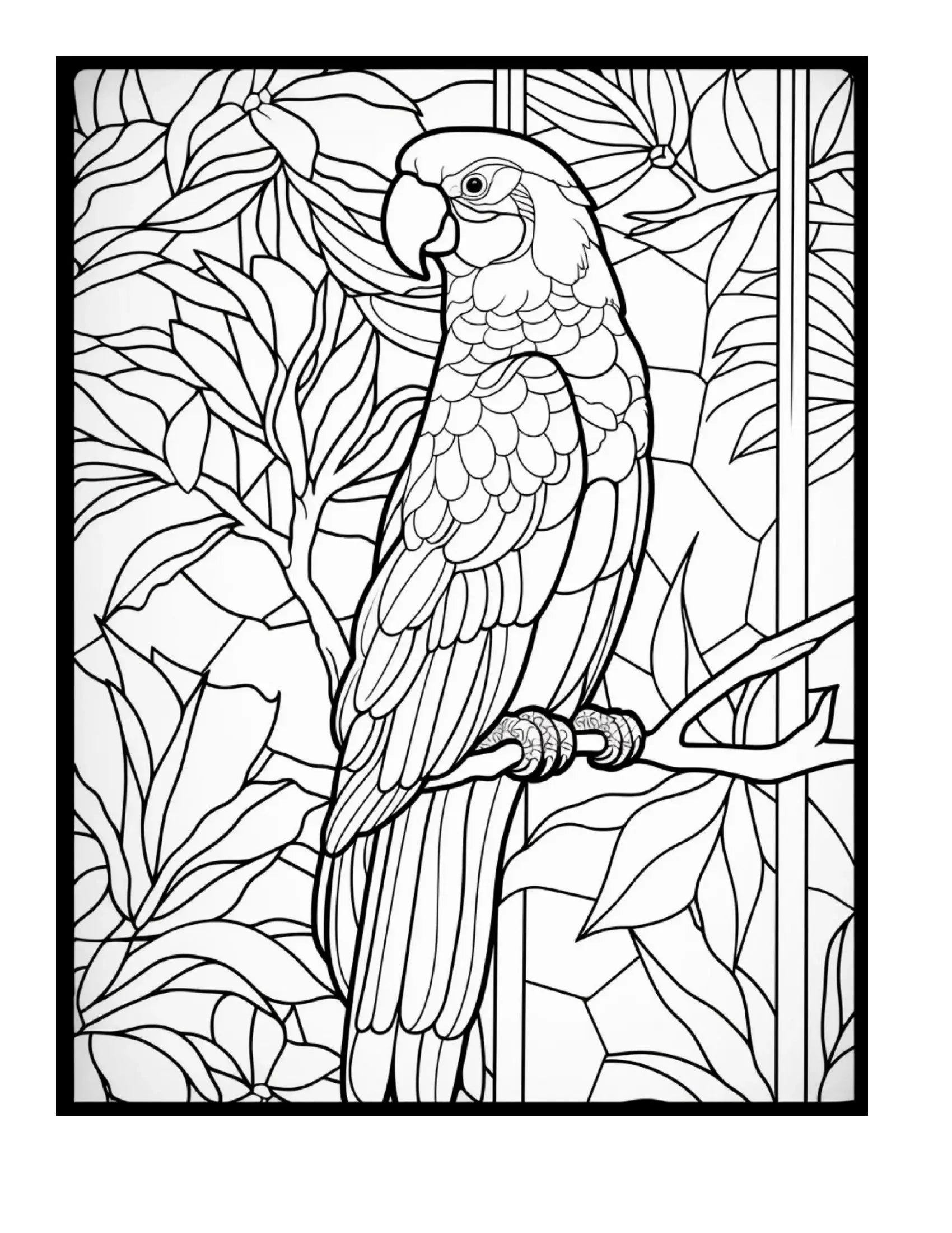 100 Stained Glass Bird Coloring Pages 1-Robs Books