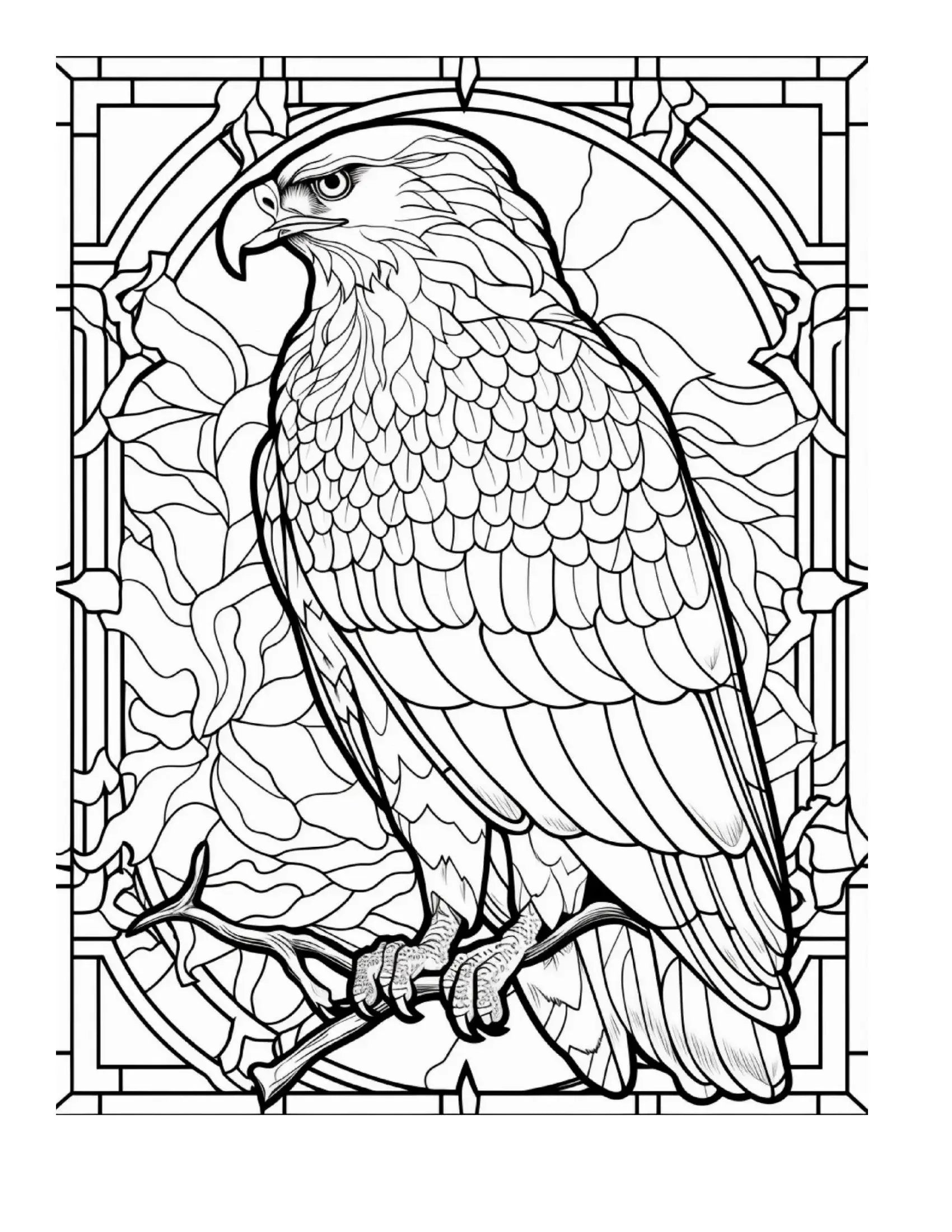 100 Stained Glass Bird Coloring Pages 1-Robs Books