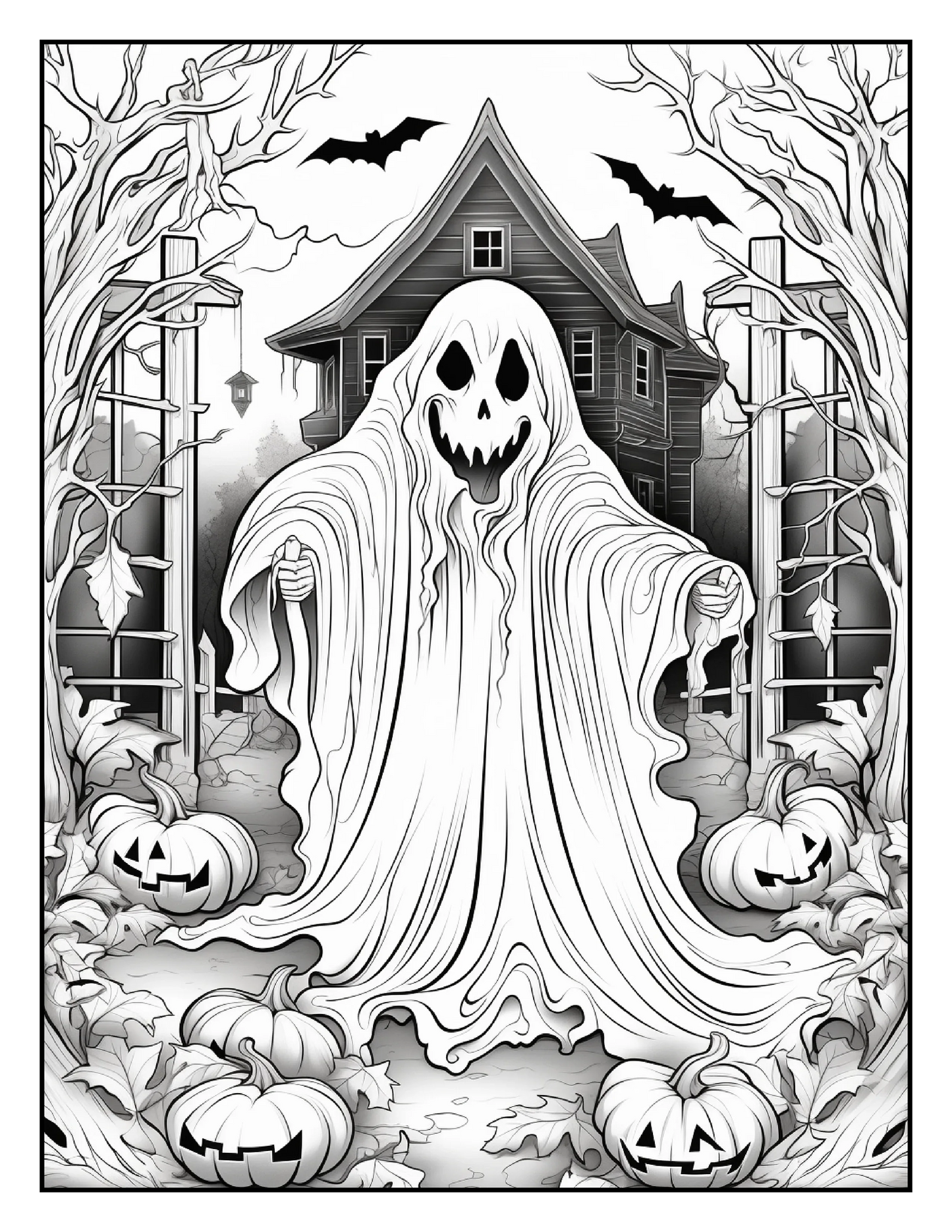100 Halloween Ghost Coloring Pages For Adults-Robs Books