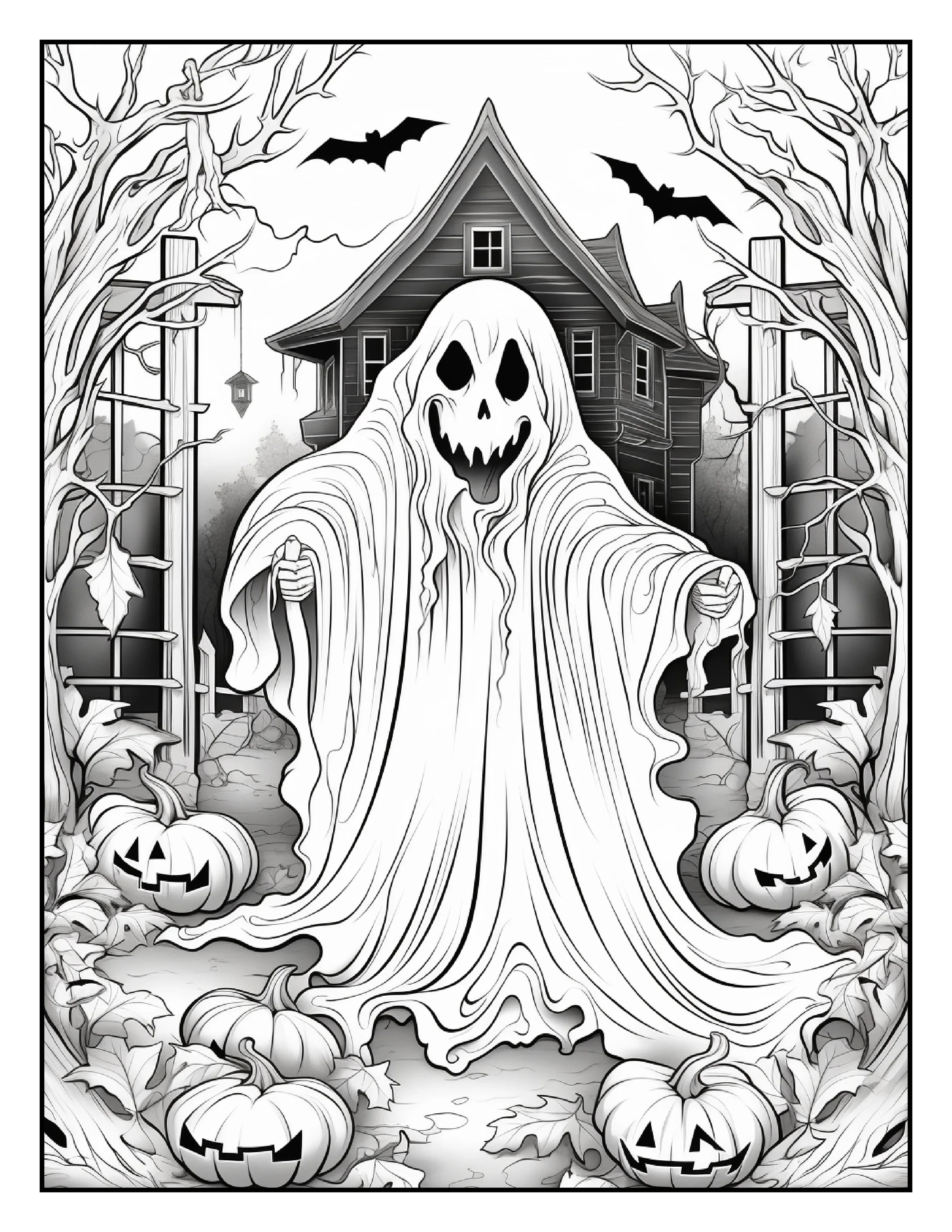 100 Halloween Ghost Coloring Pages For Adults - Robs Books