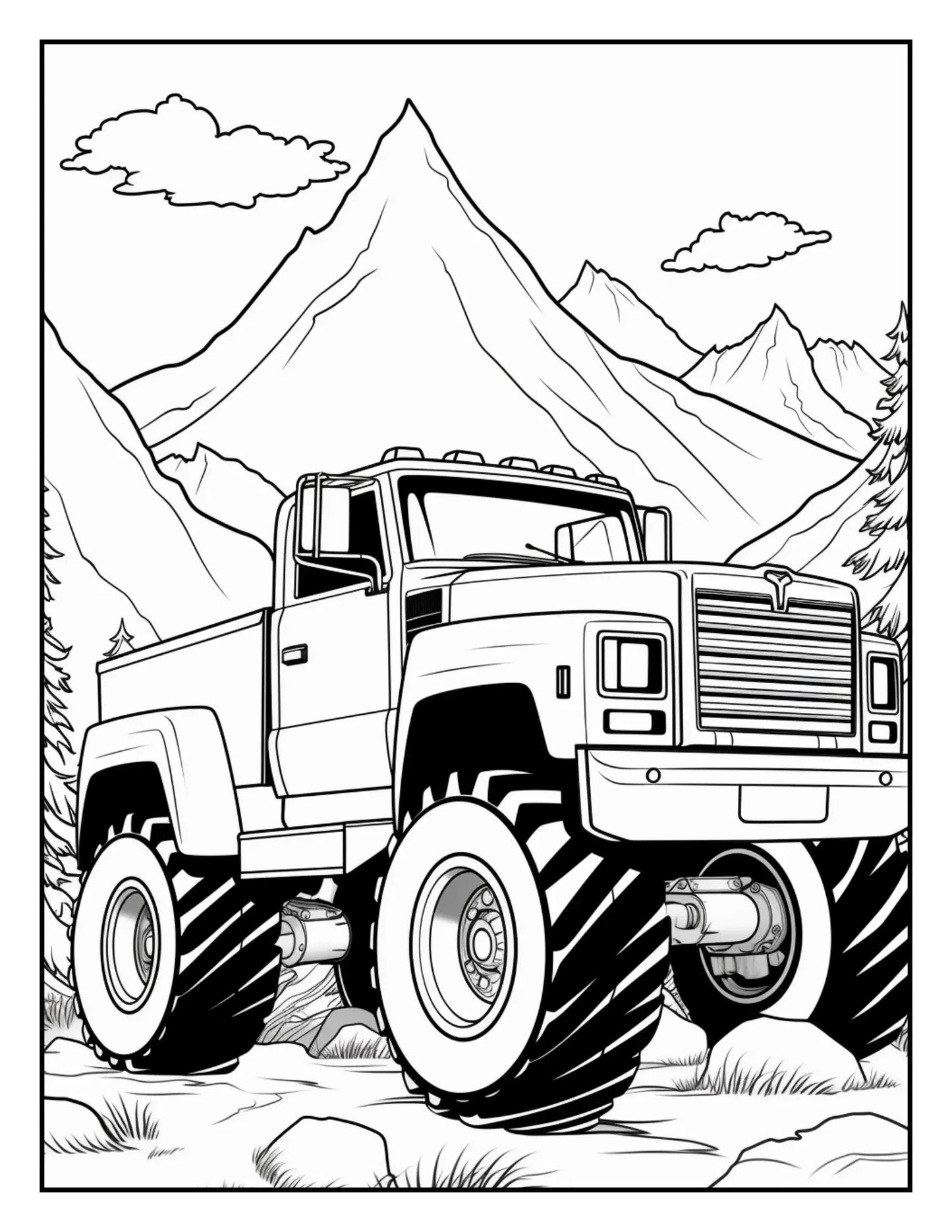 120 Monster truck Coloring Pages For Kids Volume - 1-Robs Books