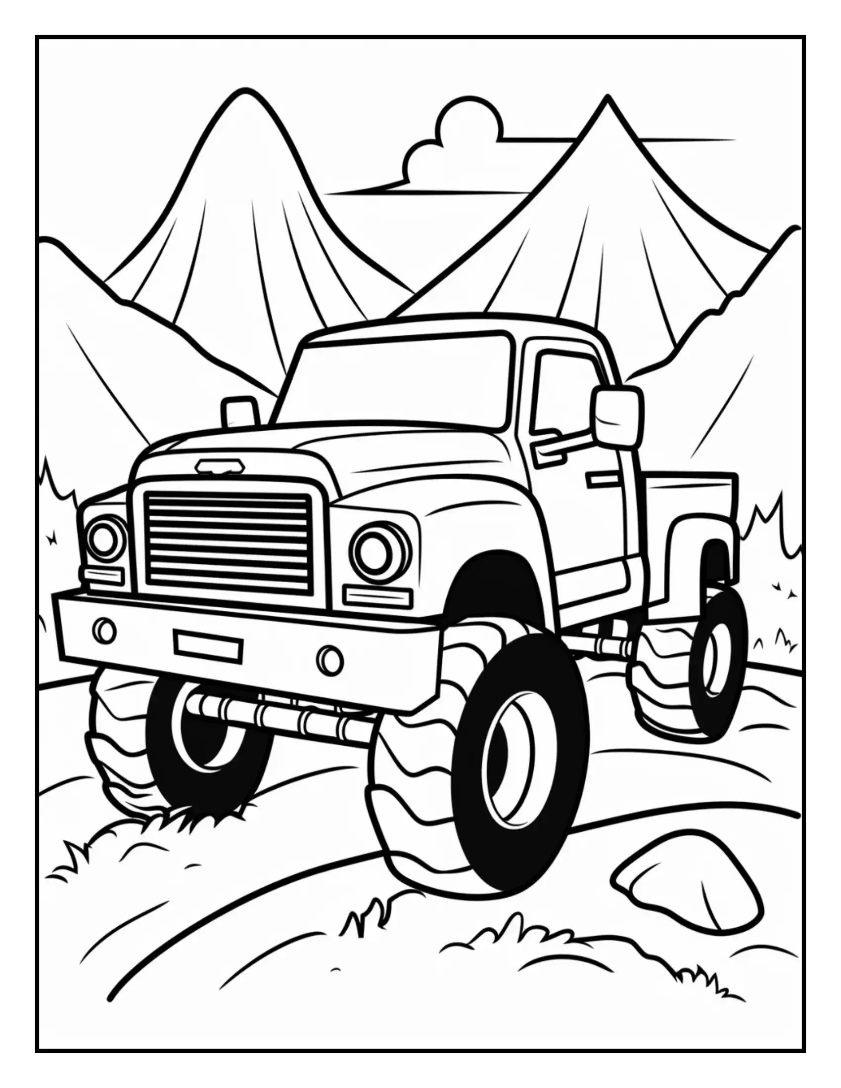 120 Monster truck Coloring Pages For Kids Volume - 1-Robs Books