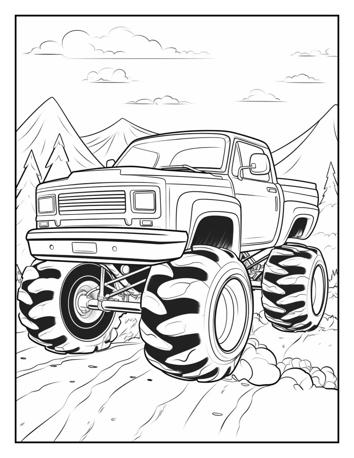 120 Monster truck Coloring Pages For Kids Volume - 1-Robs Books