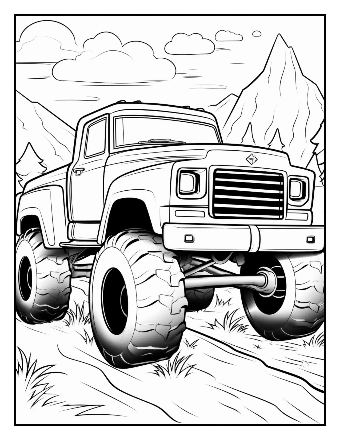 120 Monster truck Coloring Pages For Kids Volume - 1-Robs Books