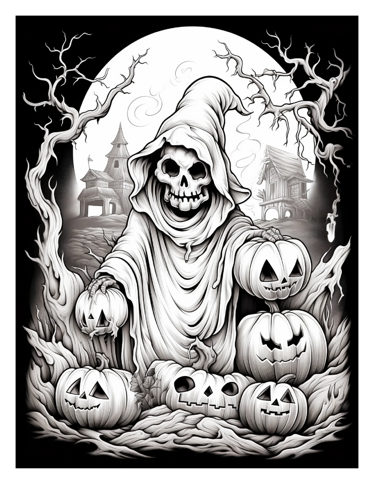 100 Halloween Ghost Coloring Pages For Adults 1-Robs Books