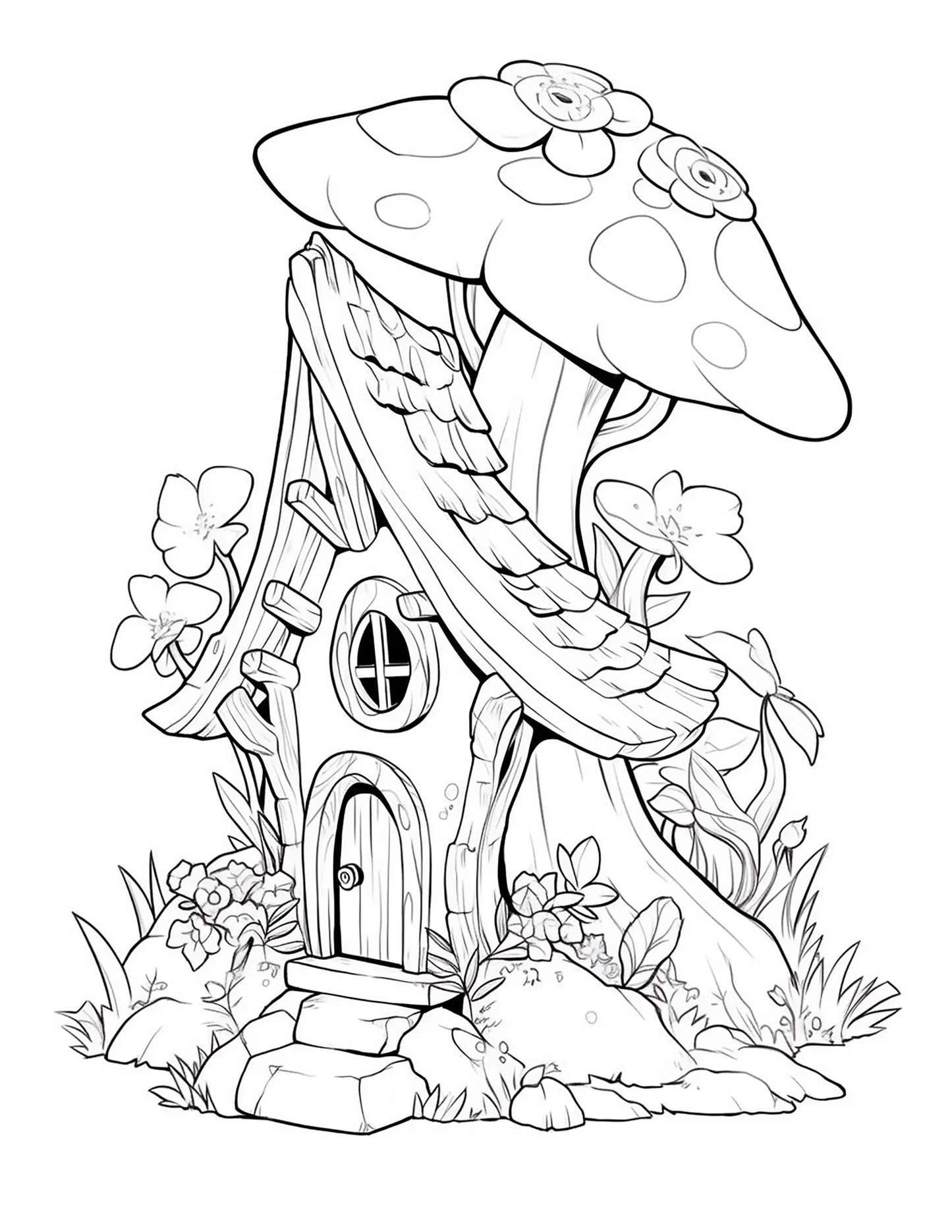 140 Fairy House Coloring Pages 1-Robs Books