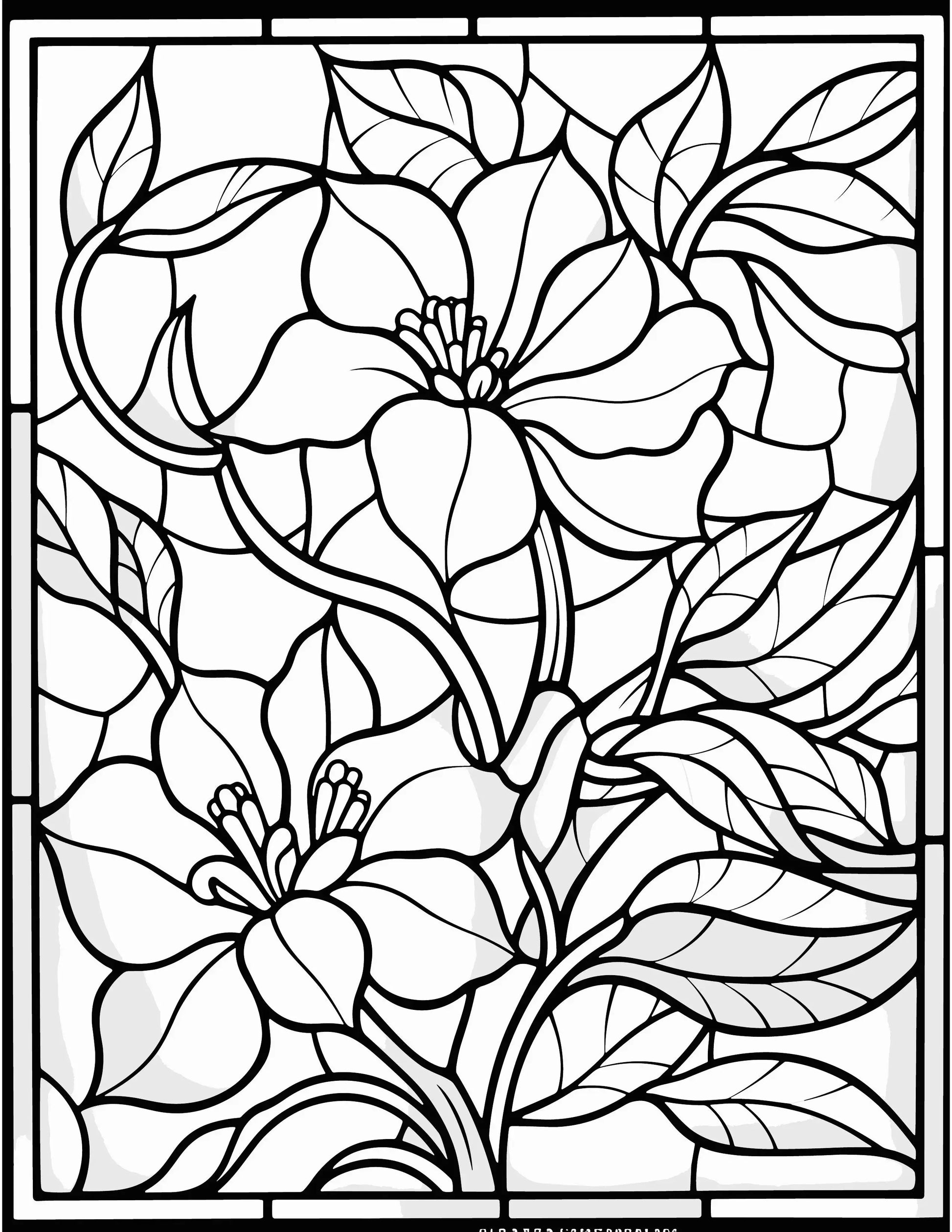 233 Floral Stained Glass Coloring Pages-Robs Books