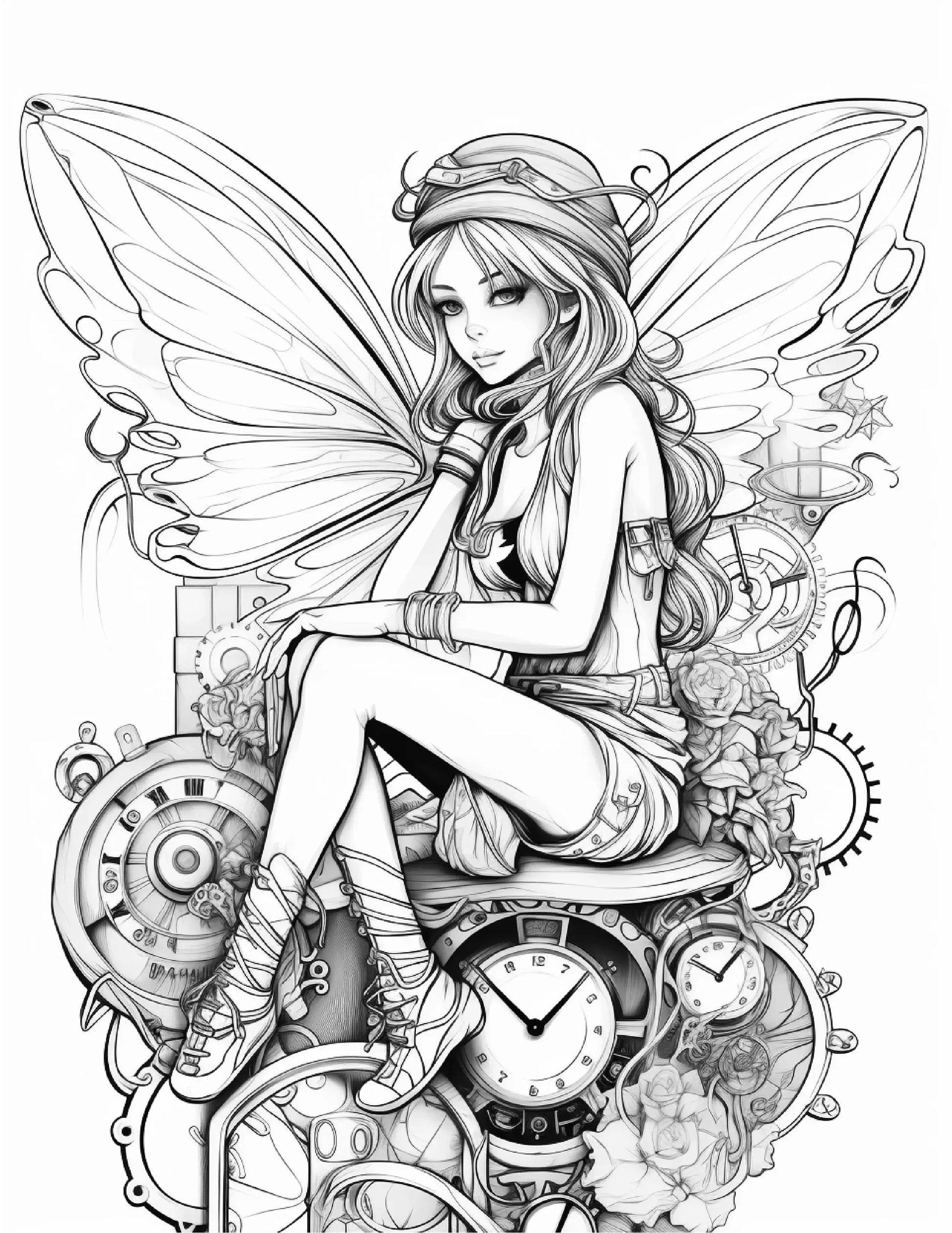 100 Steampunk Fairies Coloring Pages 2-Robs Books