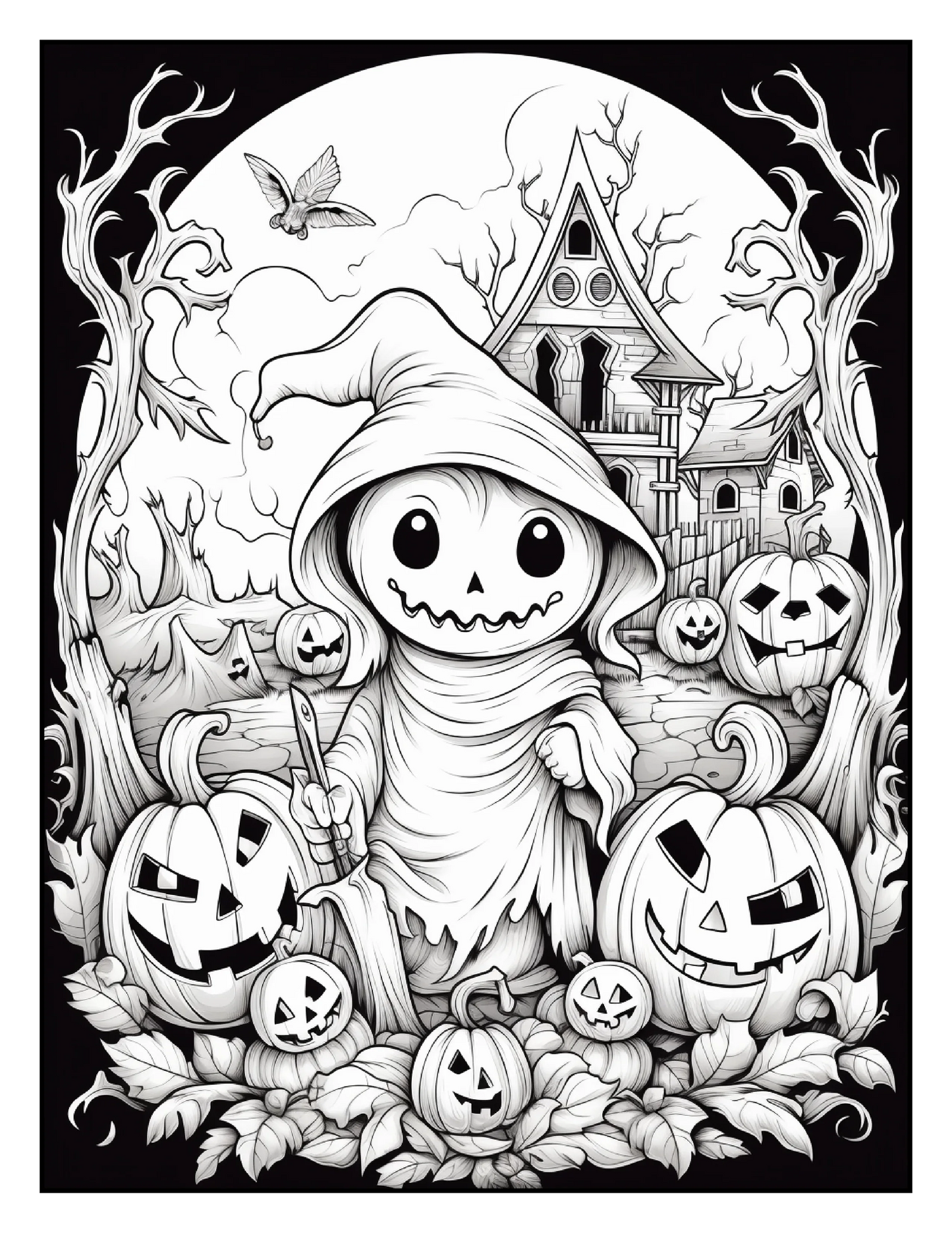 100 Halloween Ghost Coloring Pages For Adults-Robs Books