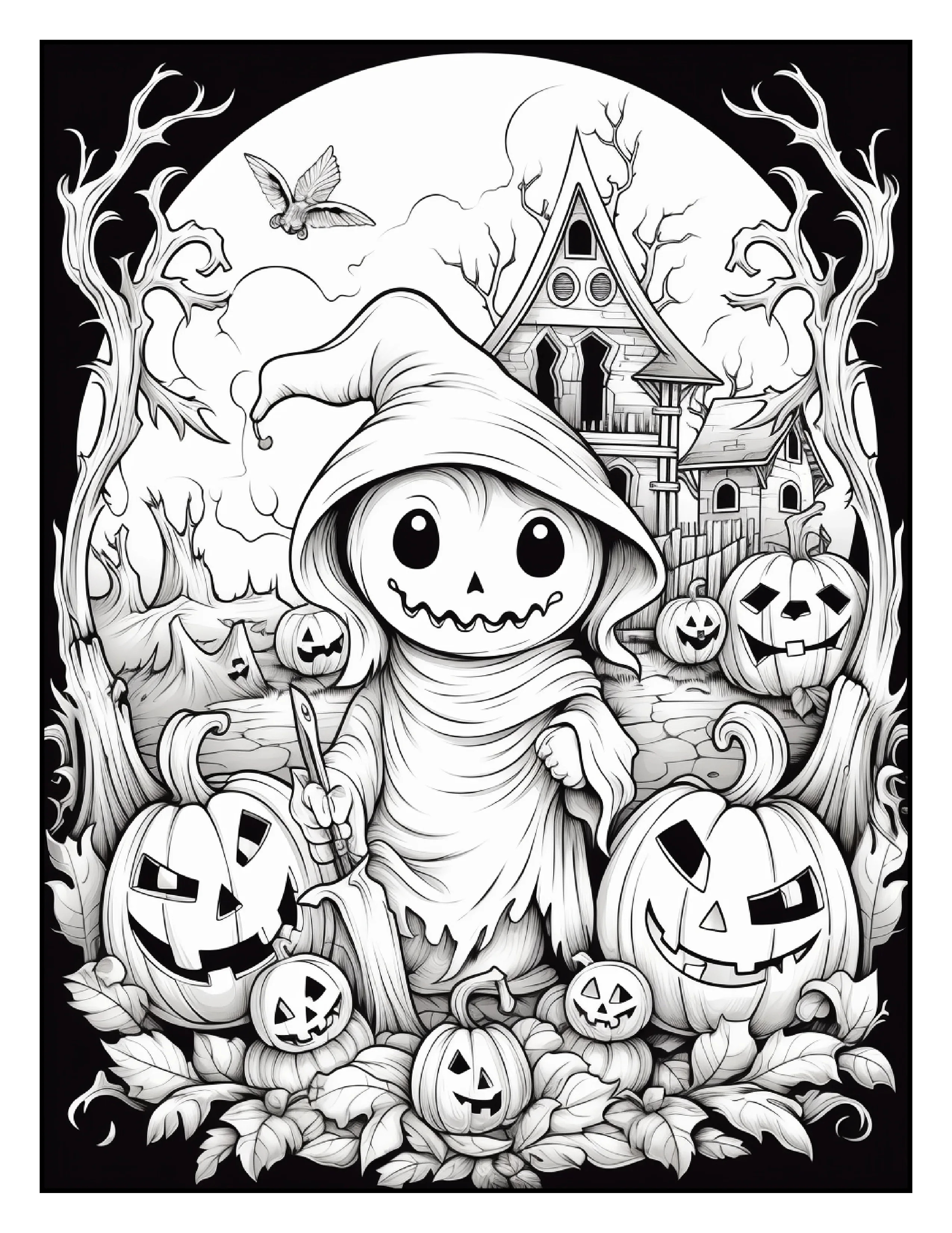 100 Halloween Ghost Coloring Pages For Adults - Robs Books
