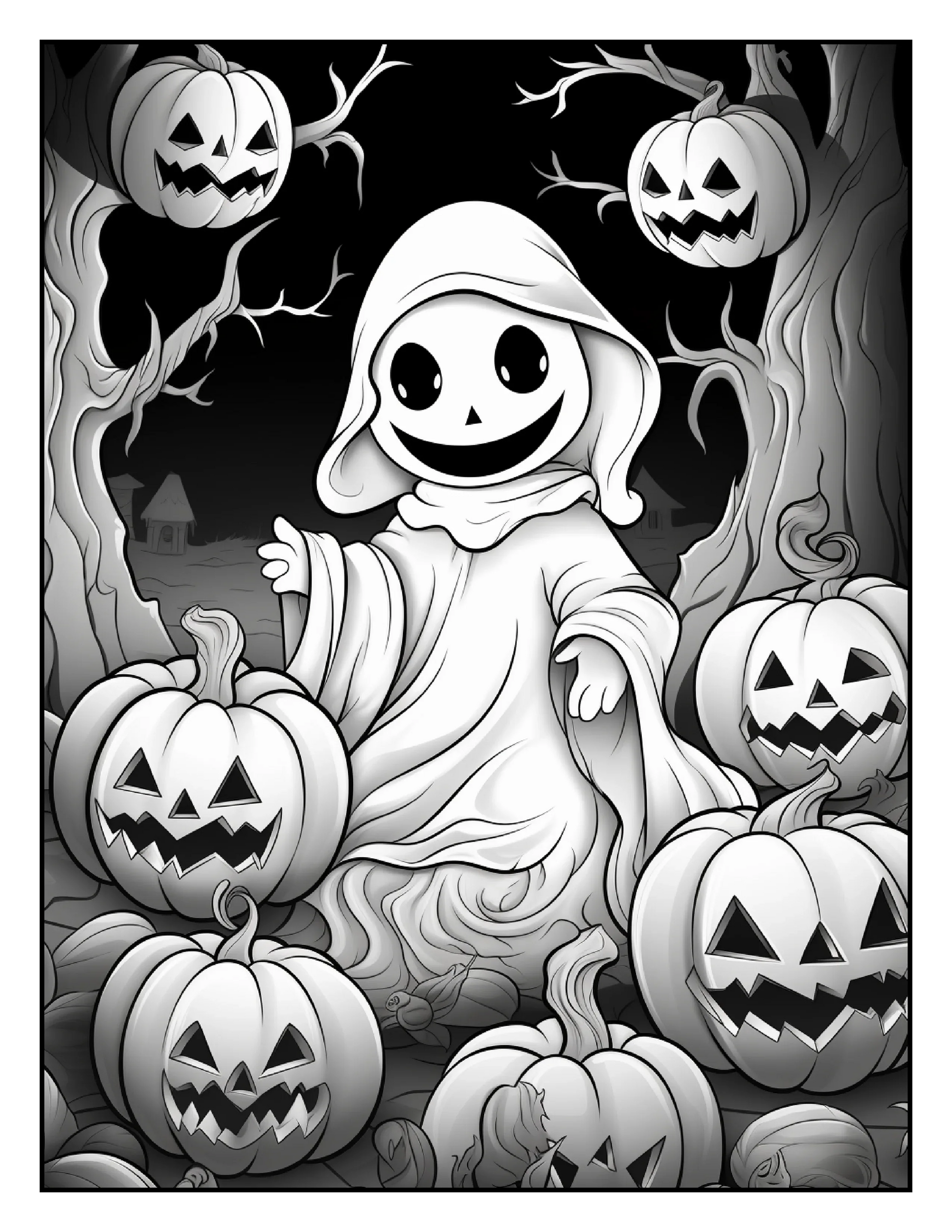 100 Halloween Ghost Coloring Pages For Adults 1-Robs Books