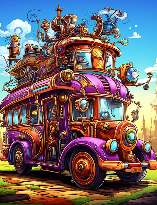 100 Steampunk Bus Coloring Pages 1-Robs Books