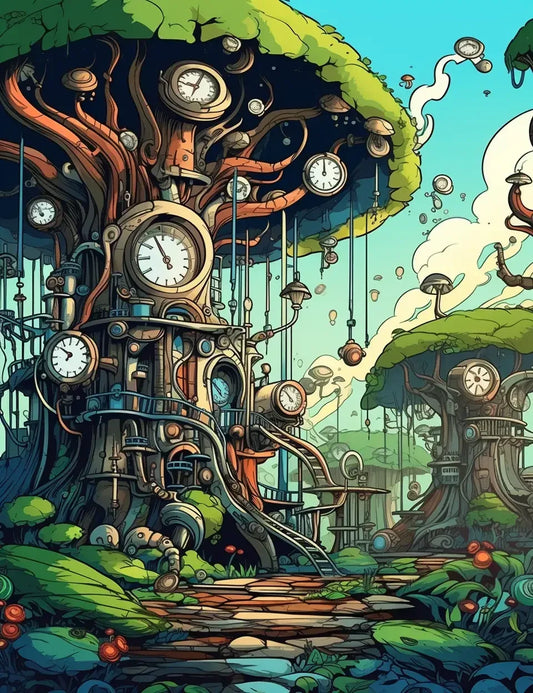 220 Steampunk Forest Coloring pages-Robs Books