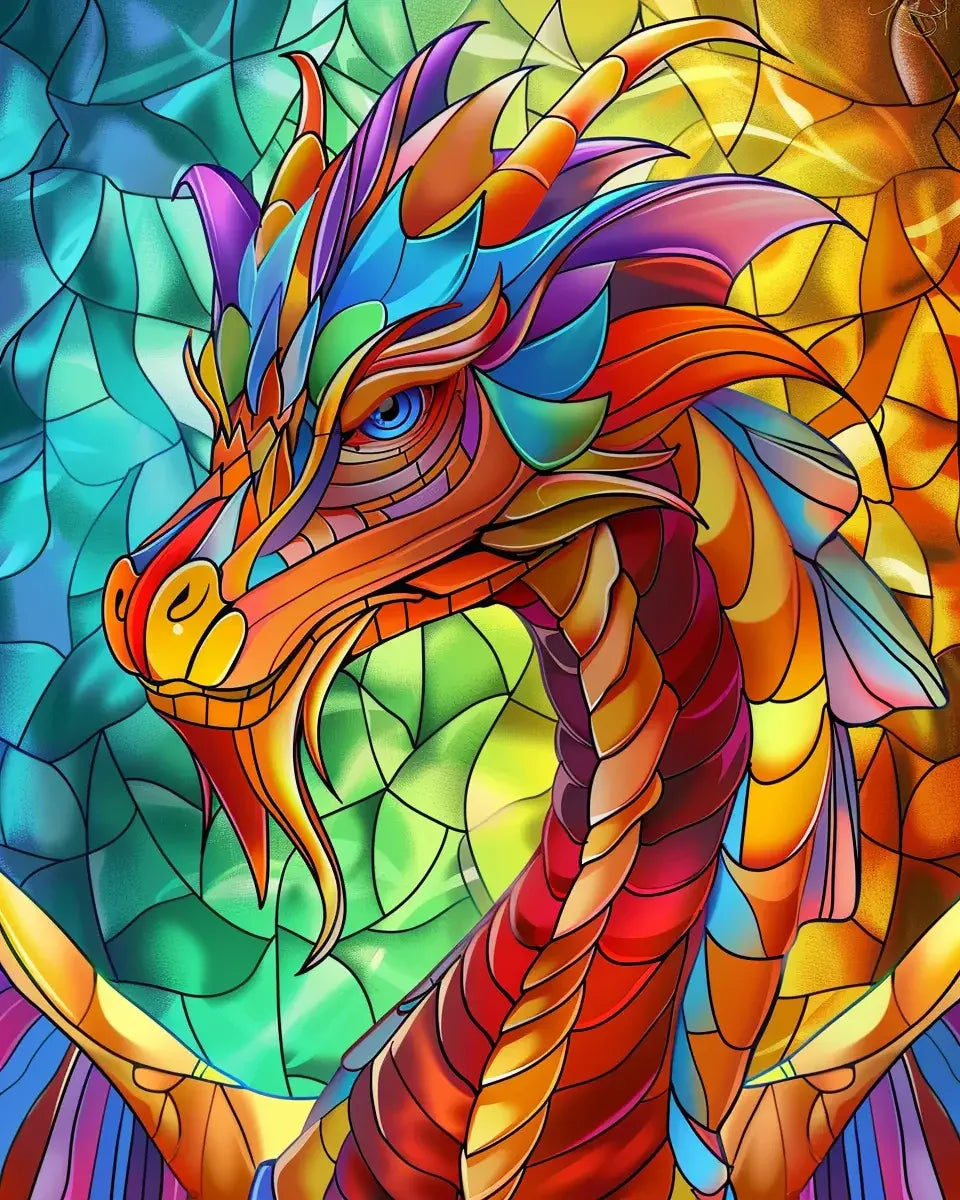 200 Stained Glass Dragon Coloring Pages for Adults-Robs Books