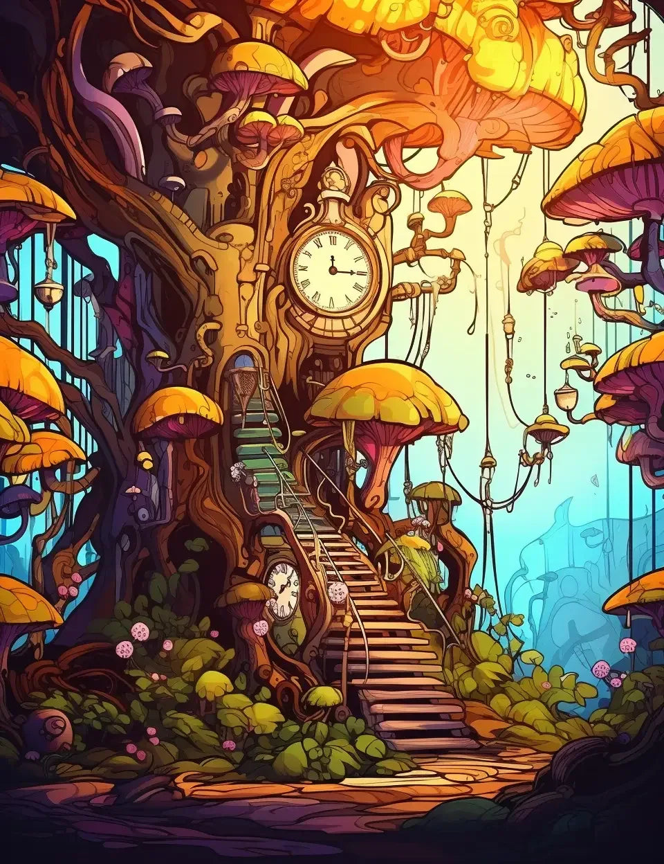 225 Steampunk Forest Coloring pages-Robs Books